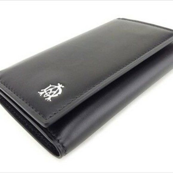 Dunhill Key case Key holder Black Silver Calf leather Mens Authentic Used - Picture 1 of 8